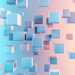 Abstract design featuring floating cubes in a gradient background, creating a modern and digital aesthetic.