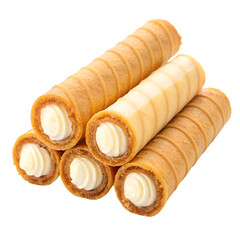 Wafer roll sticks cream isolated on white background