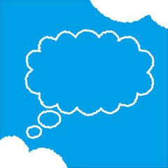 ちぎり絵のようにジワジワ滲んだラフなアウトラインの白い雲のようなフキダシ・フレームシリーズ。セリフや名札（ネーム）やワッペンに。ベクター素材