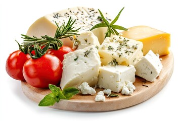 Feta cheese isolated on white background