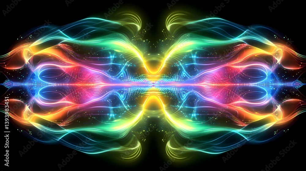 Poster abstract image depicting colorful flowing lines and vibrant waves