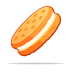 Vanilla cream sandwich cookie vector isolated illustration