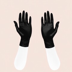 Elegant Black and White Latex Gloves Displayed Against a Minimalistic Background for Fashion or Medical Use