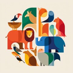 Fototapeta premium World Animal Day on October 4 concept. Colored flat vector illustration isolated. 