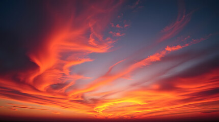 Fototapeta premium Toned dramatic sky background. orange pink clouds. Cloudscape. Fantastic sunset.