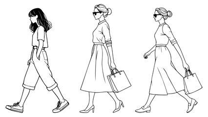 Fashion Woman Shopping Illustration.