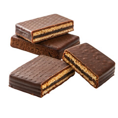 Chocolate wafers isolated on white background