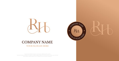 Initial RH Logo Design Vector 