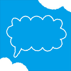 ちぎり絵のようにジワジワ滲んだラフなアウトラインの白い雲のようなフキダシ・フレームシリーズ。セリフや名札（ネーム）やワッペンに。ベクター素材