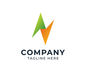 Modern Abstract Lightning Bolt Letter N Logo for Energy and Technology Companies