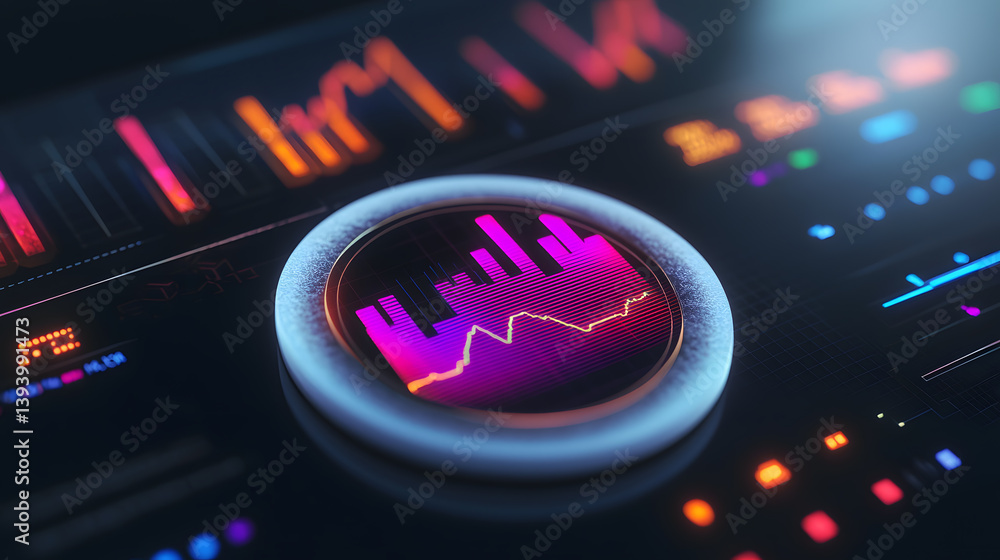 Poster dynamic crypto trading analysis dashboard virtual environment stock image high-tech concept data vis