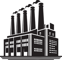 vector illustration of industrial factory, black silhouette vector
