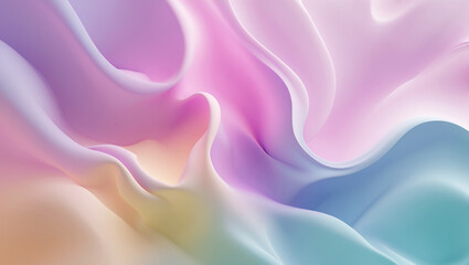Obraz premium Smooth Abstract Gradient Curves Flowing Background In Pastel Pink Blue Yellow Colors