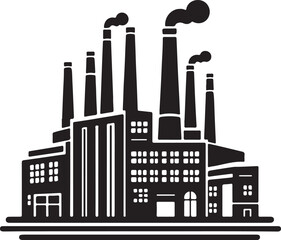Obraz premium vector illustration of industrial factory, black silhouette vector