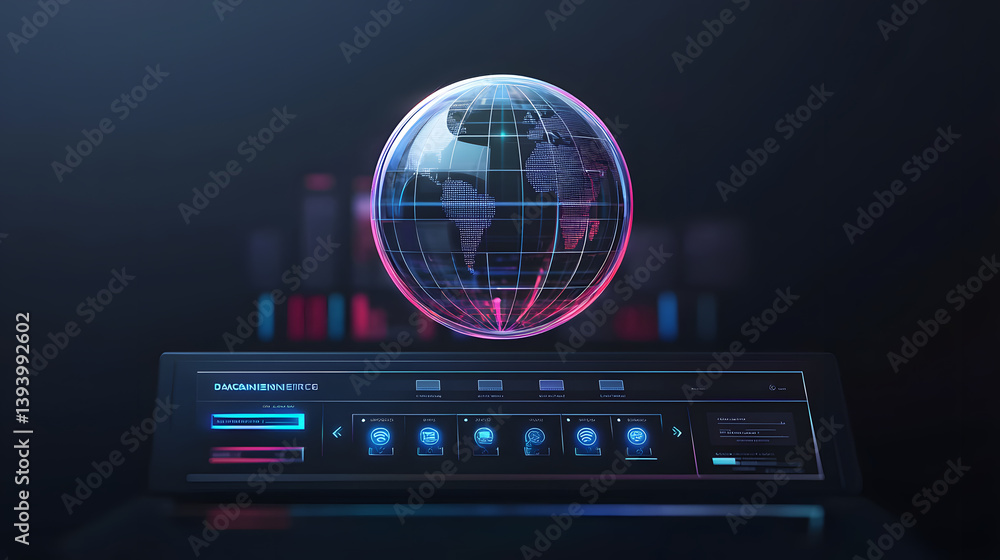 Poster global connectivity visualization modern digital environment infographic design high-tech viewpoint 