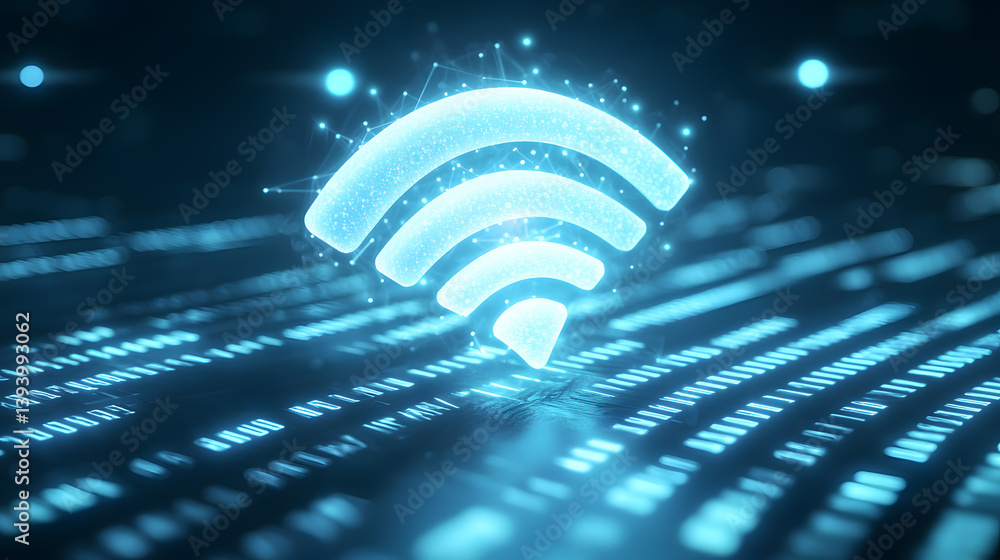 Poster global connectivity through wi-fi technology digital data streams graphic representation futuristic 