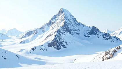Obraz premium Snow-covered mountain peak, pristine white background, untouched, ice, cold