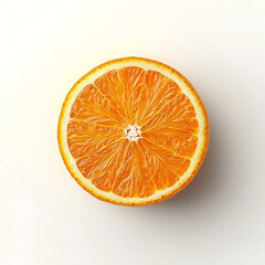 A fresh and juicy orange with smooth, segmented flesh and vibrant color, isolated white background