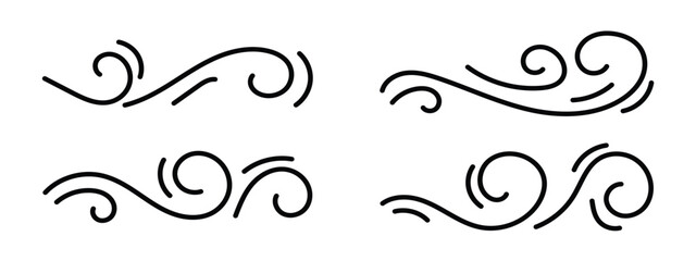 Wind blow line icon. Blowing wind outline icons. Windy weather symbol, logo - vector design template in eps 10.