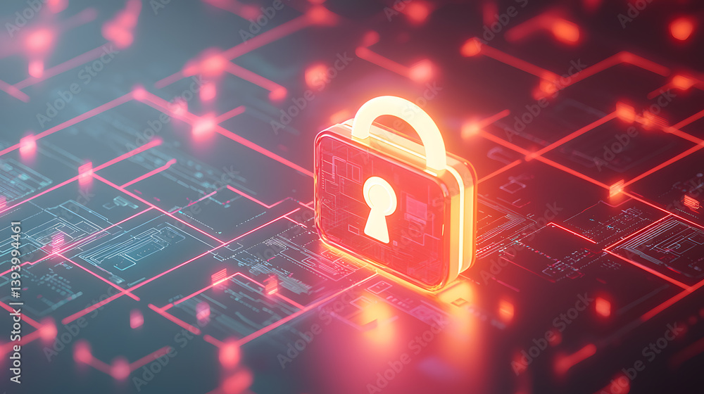 Poster digital security lock virtual space stock image futuristic environment close-up view cybersecurity c
