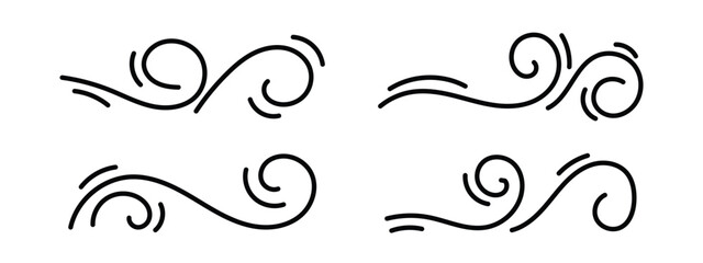 Wind blow line icon. Blowing wind outline icons. Windy weather symbol, logo - vector design template in eps 10.