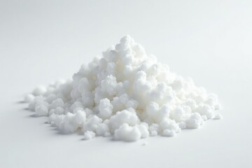White sugar crystals close-up, pure white backdrop, product, detail