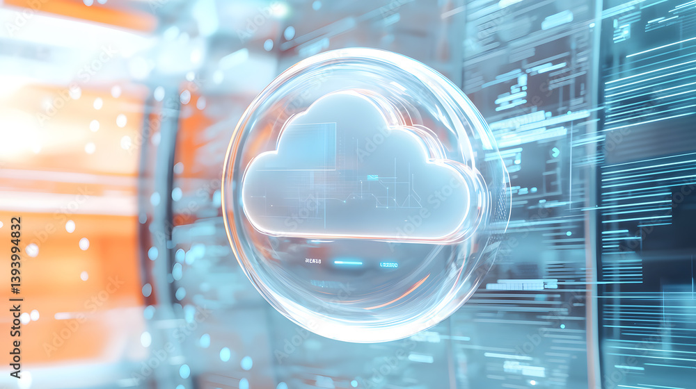 Poster cloud computing icon illustration digital space graphic modern technology environment abstract viewp