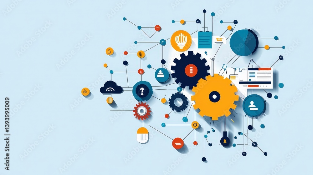 Aufkleber a visual interpretation of managing digital workflows using advanced technological tools