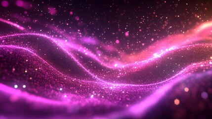 Obraz premium Abstract illustration showcasing glowing particles with wavy flowing formations and vibrant colors