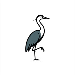 Blue Heron Standing in Water vector illustration