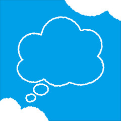 ちぎり絵のようにジワジワ滲んだラフなアウトラインの白い雲のようなフキダシ・フレームシリーズ。セリフや名札（ネーム）やワッペンに。ベクター素材