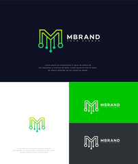 Modern Tech Letter M Logo Design Brand Identity