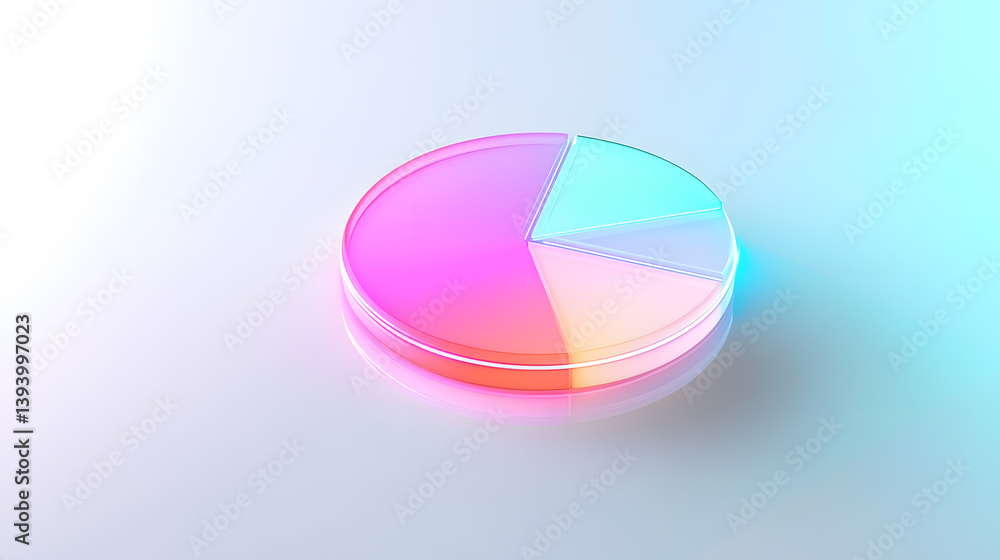 Poster floating analytic pie chart visualization in modern digital workspace futuristic environment abstrac