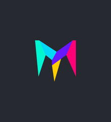 Abstract Colorful Geometric M Letter Logo Design