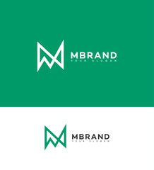 Modern Minimalist M Letter Logo Design, Green White Variations