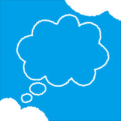 ちぎり絵のようにジワジワ滲んだラフなアウトラインの白い雲のようなフキダシ・フレームシリーズ。セリフや名札（ネーム）やワッペンに。ベクター素材