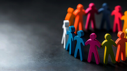 The concept of diversity, equity and inclusion, people in a circle, teamwork, diverse cultures.