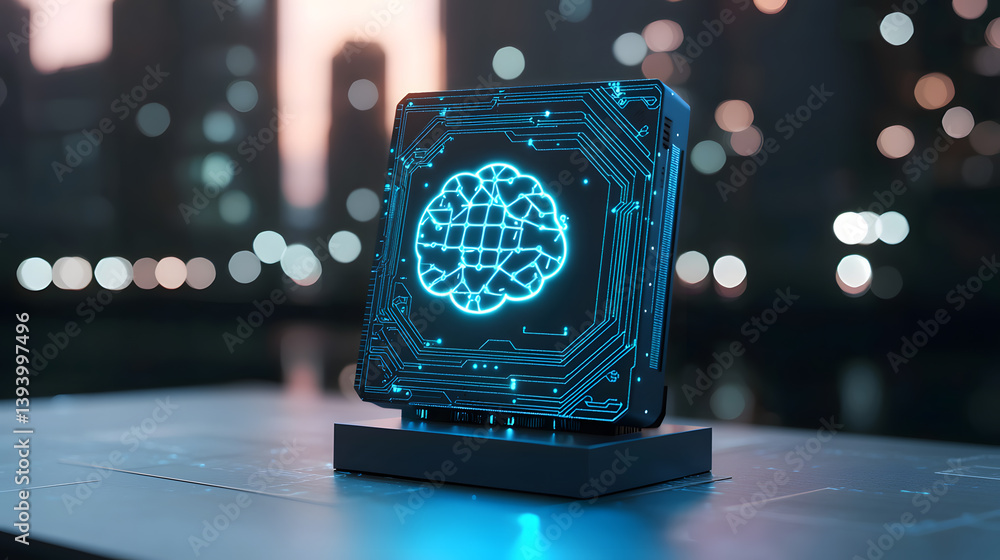 Poster advanced ai circuit board urban setting high-resolution image futuristic environment close-up view t
