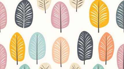 Pastel Leaf Pattern Seamless Design Minimalist Background