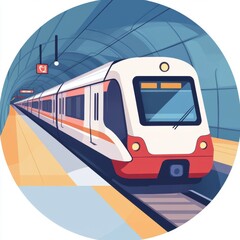 Public transportation. Modern Electric Train Arriving at Subway Platform