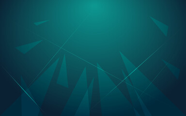 Dark Blue Geometric Design with Futuristic Light Streaks, Minimalist Low-Poly Abstract Background in Teal and Navy