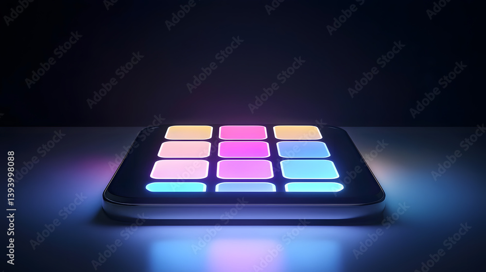 Poster dynamic mobile ui layout showcase studio setting stock photo modern design close-up view digital cre