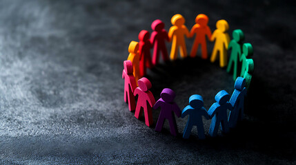 The concept of diversity, equity and inclusion, people in a circle, teamwork, diverse cultures.