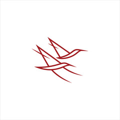 Two stylized birds in flight vector illustration