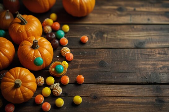 pumpkins and autumn leaves