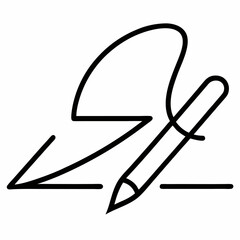 Signature outline icon on white background