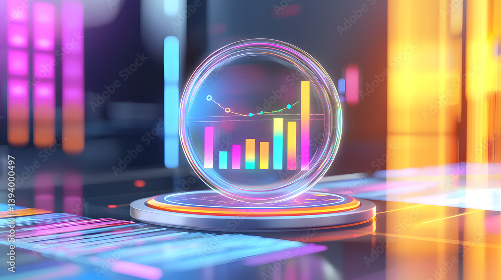 Poster dynamic business analytics chart icon displaying data insights in a modern digital environment