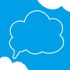 ちぎり絵のようにジワジワ滲んだラフなアウトラインの白い雲のようなフキダシ・フレームシリーズ。セリフや名札（ネーム）やワッペンに。ベクター素材