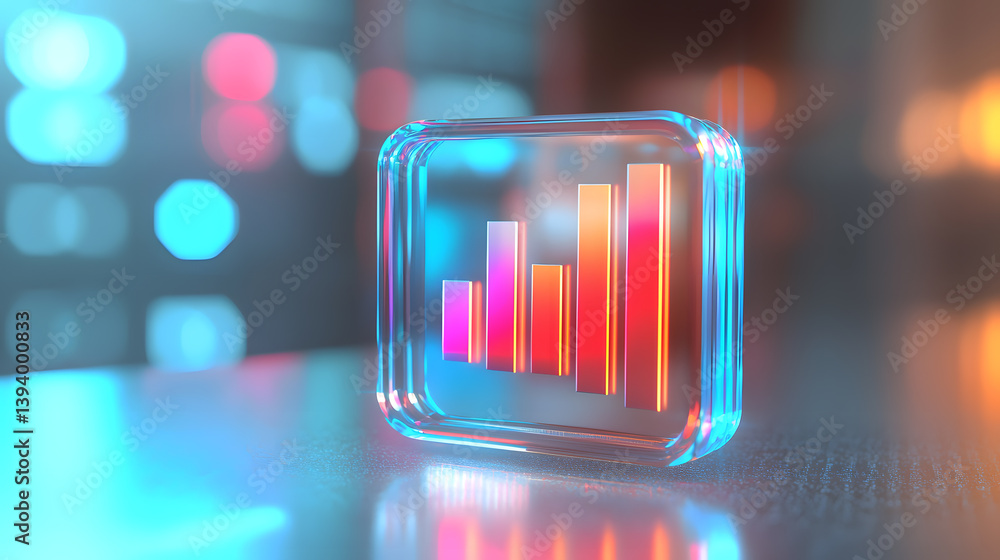 Poster floating business analytics chart icon digital workspace graphic design abstract environment close-u