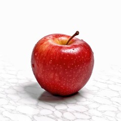 Red Apple on Marble: A Juicy, Fresh Fruit Image